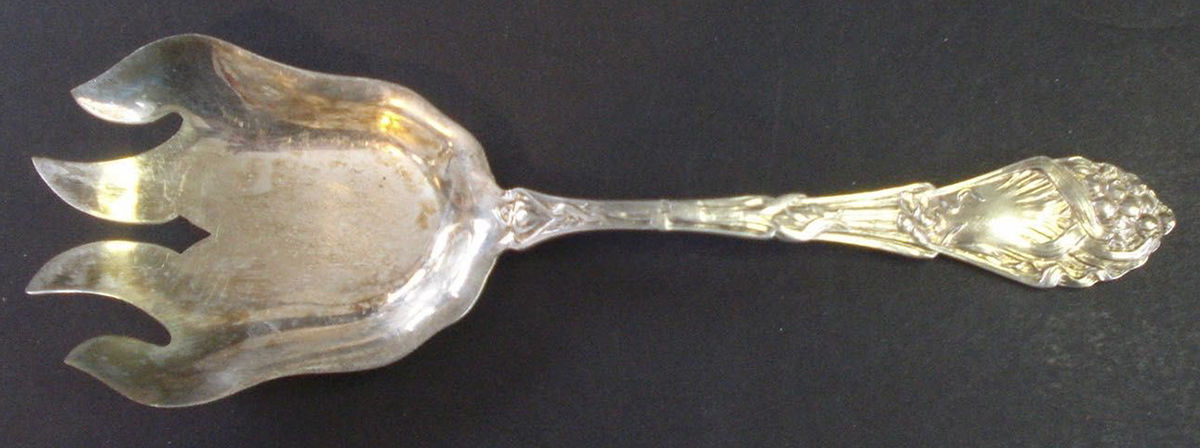 Narcissus (Sterling) Solid Salad Serving Fork by R. Blackinton & Co-1