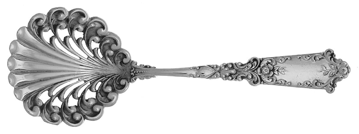 BLS5 (STERLING) Pierced Almond Spoon by R. Blackinton & Co-1