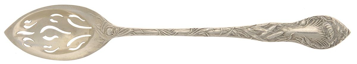 Lotus (Sterling) Pierced Bowl Short Handle Olive Spoon by R. Blackinton & Co-1