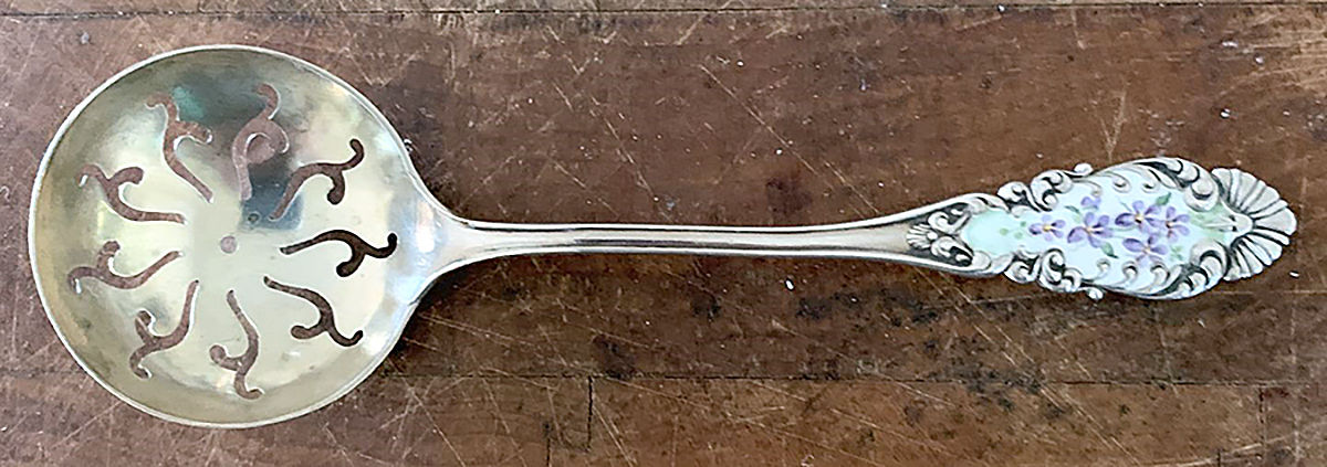 BLS14 (Sterling) Large Enameled Sugar Sifter by R. Blackinton & Co-1