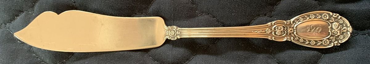 BLS16 (Sterling) Monogramed Flat Handle Master Butter Knife by R. Blackinton & Co-1