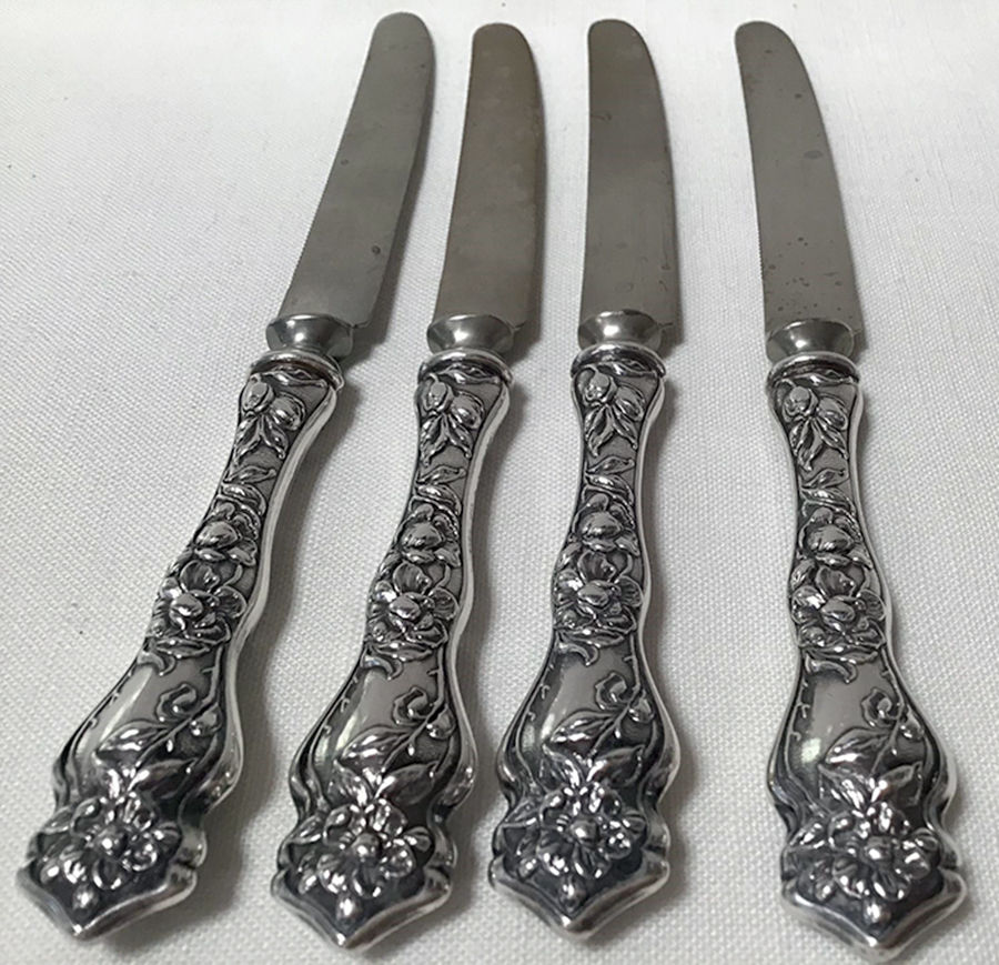 Cherry Blossom (Sterling, No Mono) Orange Knife with Silverplate Blade by R. Blackinton & Co-1