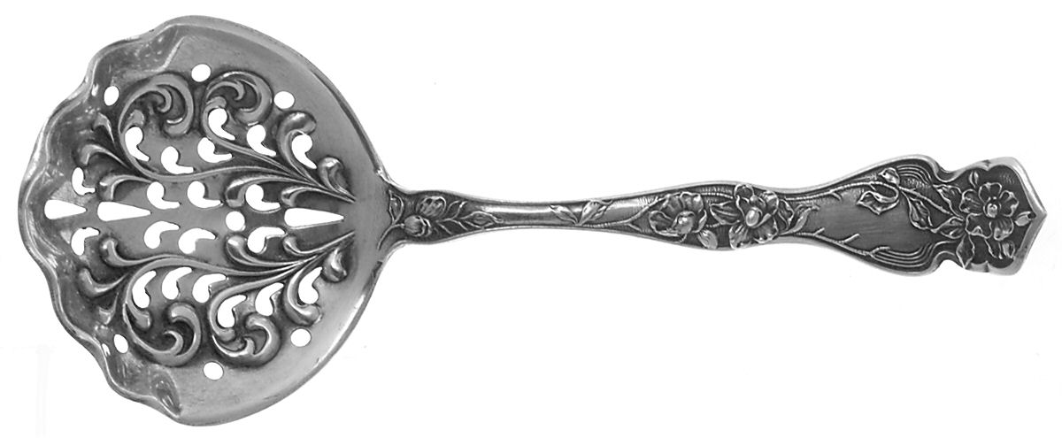 Cherry Blossom (Sterling, No Mono) Solid Bon Bon Spoon with Pierced Bowl by R. Blackinton & Co-1