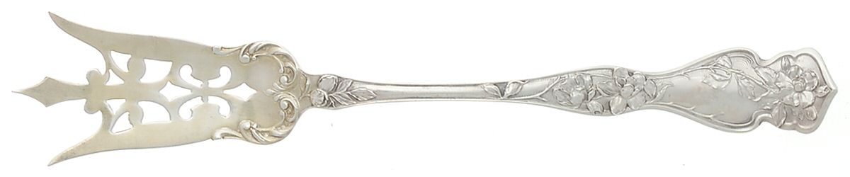 Cherry Blossom (Sterling, No Mono) Large Lettuce Serving Fork by R. Blackinton & Co-1