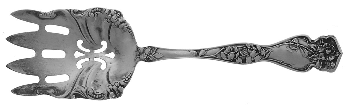 Cherry Blossom (Sterling, No Mono) Small Solid Fish Serving Fork by R. Blackinton & Co-1