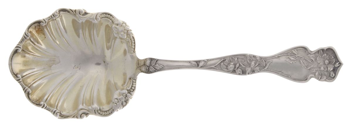 Cherry Blossom (Sterling, No Mono) Small Solid Berry/Casserole Spoon by R. Blackinton & Co-1