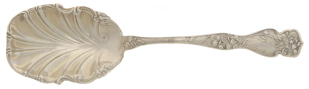 Cherry Blossom (Sterling, No Mono) Sugar Shell Spoon by R. Blackinton & Co-1