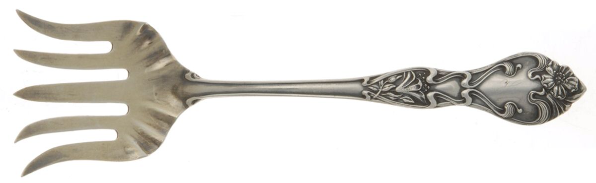 Azalia (Sterling) Large Solid Tined Sardine Serving Fork by R. Blackinton & Co-1