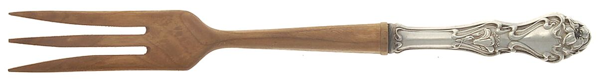 Azalia (Sterling) Salad Serving Fork with Wooden Prongs by R. Blackinton & Co-1