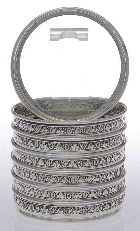 Sterling Hollowware Crystal Coaster with Sterling Rim - Set of 7 by Birks Silver-1