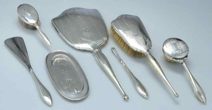 Sterling Hollowware 7 Piece Vanity Set by Birks Silver-1