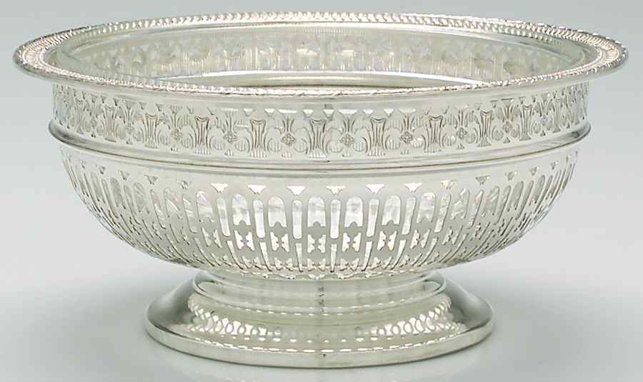 35-6997 (Sterling, Hollowware) 8" Pierced Pedestal Bowl with Glass Liners by Black Starr & Frost-1
