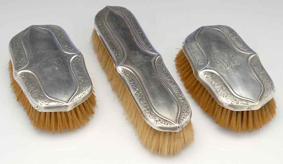 2802 (Sterling, Hollowware) 3pc Brush Set-1 Clothes & 2 Military by R. Blackinton & Co-1