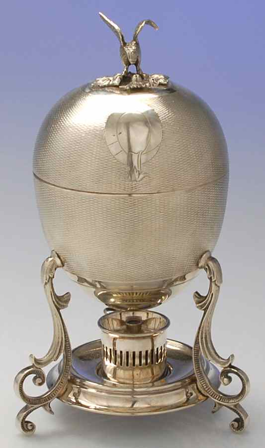 14403 (Silverplate, Hollowware) Egg Warmer W/Lid & Burner (Holds 4 Eggs) by Benetfink & Co.-1