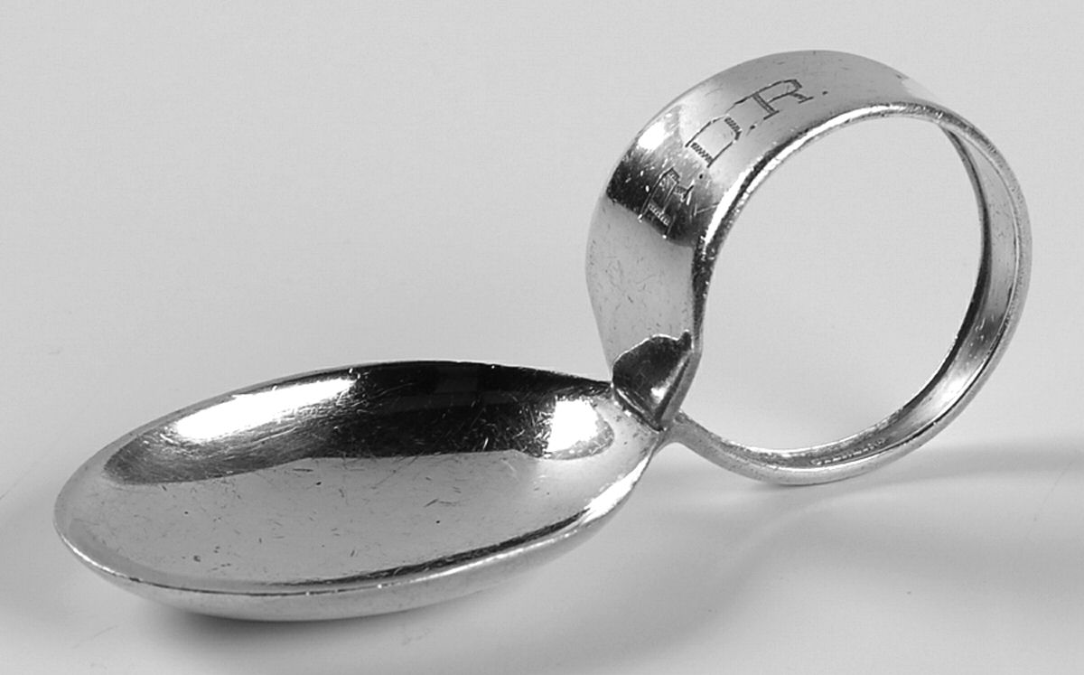 BLS23 (Sterling) Curved Handle Baby Spoon by R. Blackinton & Co-1