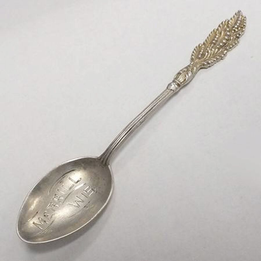 States & Cities Souvenir Spoons (Sterling) Wisconsin Demitasee Spoon by Codding Bro&Heilborn-1