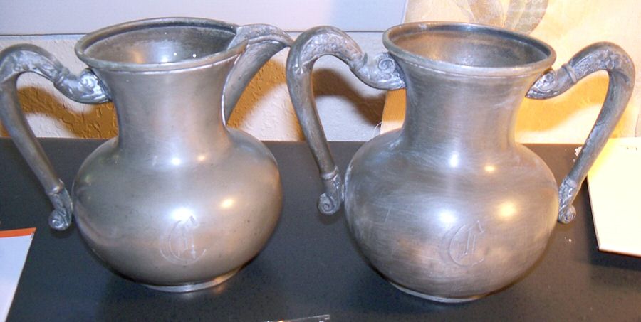 988 (Pewter, Hollowware) Mini Creamer and Open Sugar Set by Barbour Bros -1