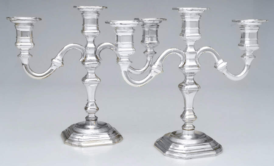 Silverplate Hollowware Pair of 9" 3 Light Candelabra by BMF-1