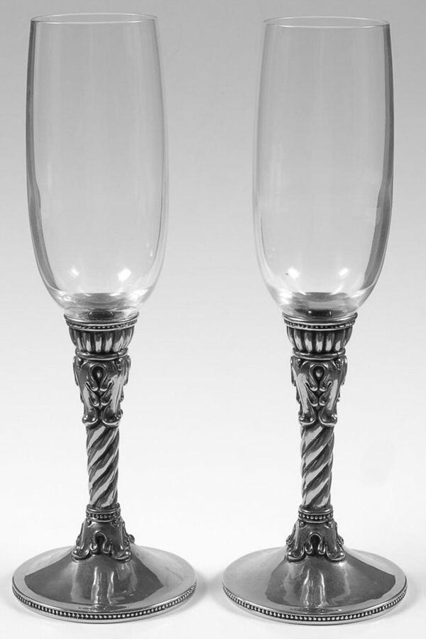 BGK1 (Pewter, Hollowware) Glass & Silver Champagne Flute (Set 2 by Brighton-1