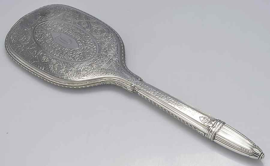 1500-Engraved (Sterling, Hollowware) Mirror with Handle by R. Blackinton & Co-1