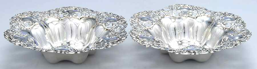 1152 (Sterling, Hollowware) Pair of 7" Pierced Bon Bon Bowls by Black Starr & Frost-1