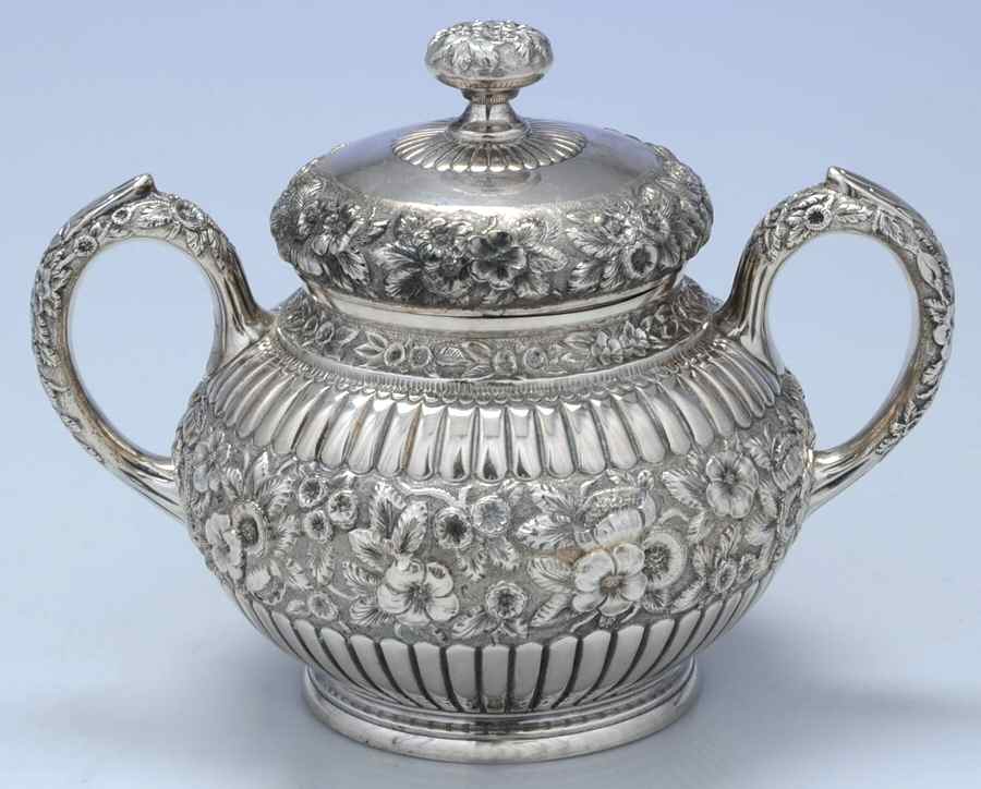 BTF15 (Sterling, Hollowware) Sugar Bowl & Lid by Black Starr & Frost-1