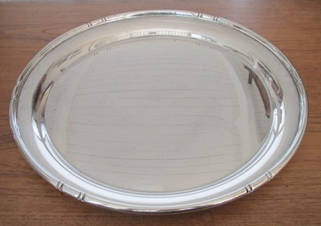 Bamboo (Sterling, Hollowware) 14" Oval Serving Platter by Baldwin & Miller-1