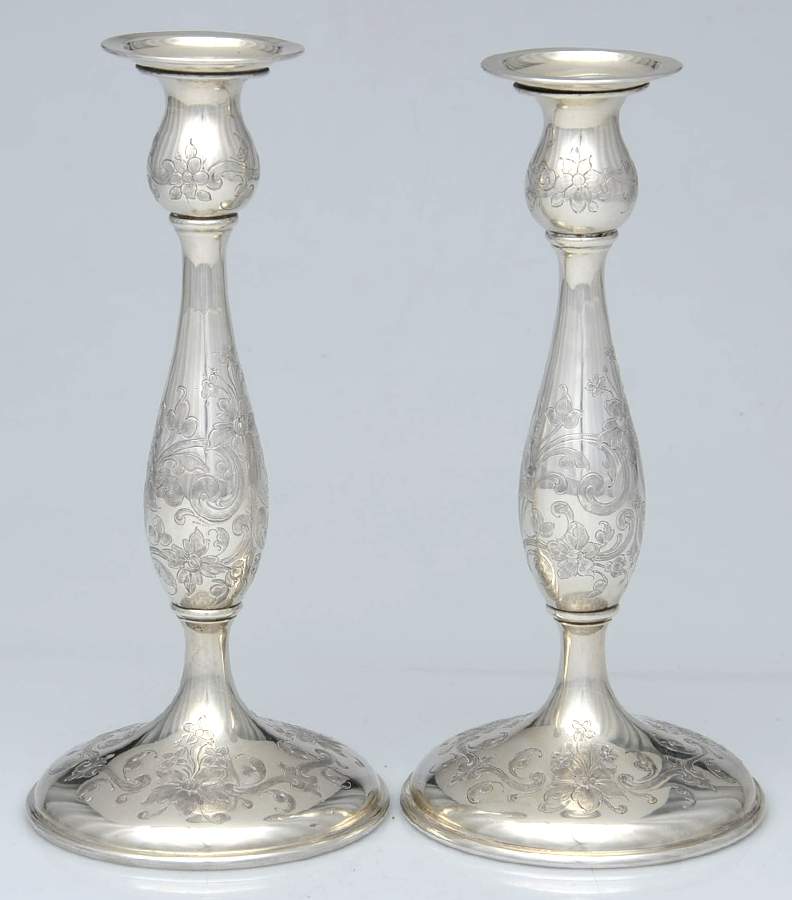 5477 (Sterling, Hollowware) Pair of 10" Weighted Candlesticks by Black Starr & Frost-1