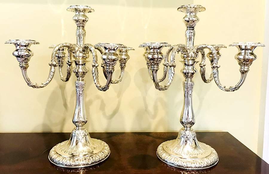 290 (Sterling, Hollowware) Pair of Weighted 5 Light Candelabra by Black Starr & Frost-1