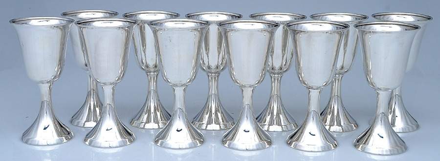 31-45 (Sterling, Hollowware) Set of 12 Wine Goblet by Birks Silver-1