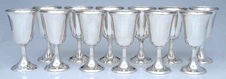 31-45 (Sterling, Hollowware) Sterling Water Goblet (Set of 12) by Birks Silver-1