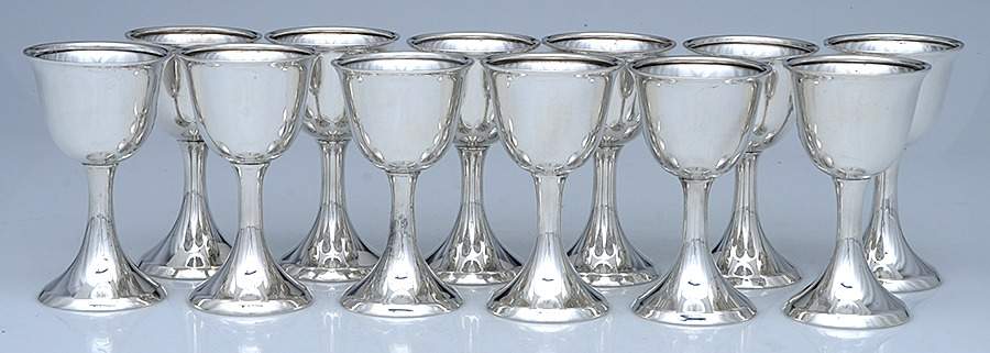 31-45 (Sterling, Hollowware) Cordial Cup - Set of 12 by Birks Silver-1