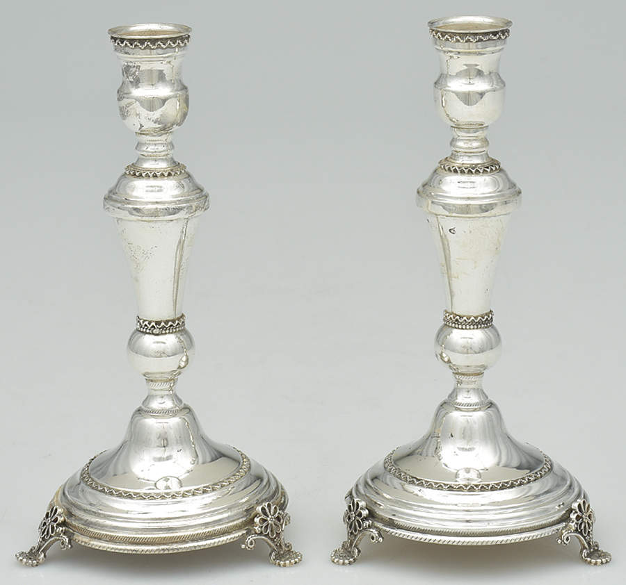 Judacia (Sterling Hollowware) Pair of Sabbath Candlesticks by Ben-Zion Weinman-1