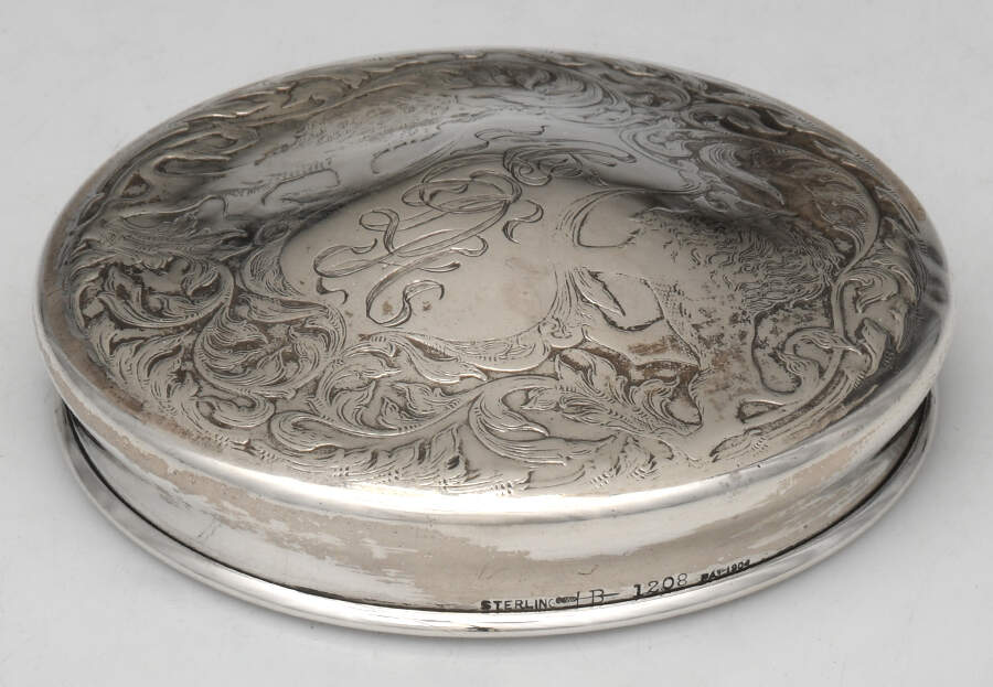 1208 (Sterling, Hollowware) Sterling Lid Only for Dresser Jar with Crystal Bowl by R. Blackinton & Co-1
