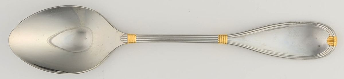 Antionette (Stainless, Gold Accent) Place/Oval Soup Spoon by Christian Dior-1