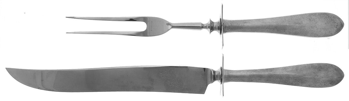 Old Hampshire (Sterling, 1925) (2 Pc)Carving Set-Lg Stnbl/Roast w/Sterling Guard by Concord-1