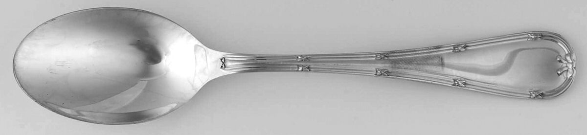 English Reed & Ribbon (Sterling) Dessert/Oval Soup Spoon by R. Carrs (England)-1