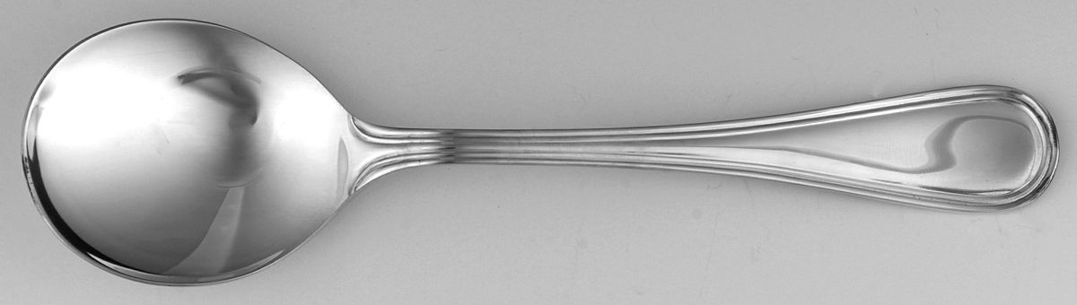 English Thread (Sterling) Round Bowl Soup Spoon (Gumbo) by R. Carrs (England)-1