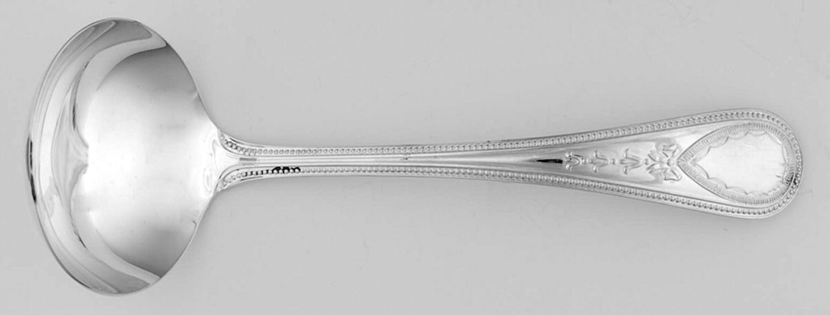 Victorian Bead (Sterling) Solid Gravy Ladle by R. Carrs (England)-1