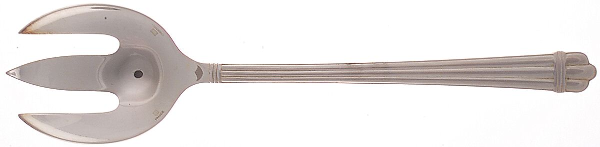 Aria Gold (Silverplate, Gold Accent) Solid Salad Serving Fork by Christofle France-1