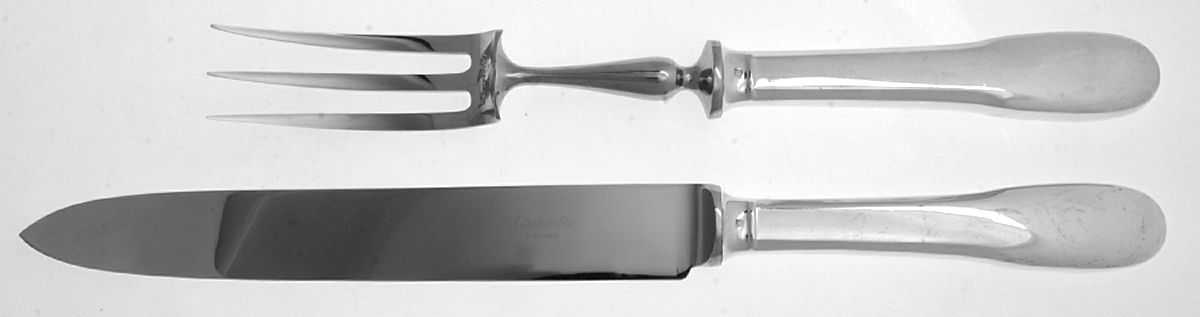 Cluny (Silverplate, 1963) Large 2-Piece Roast Carving Set w/Stainless Blade by Christofle France-1