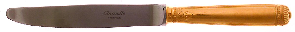 Malmaison-Gold (Gold Electroplate) Dessert Knife with Stainless Blade by Christofle France-1