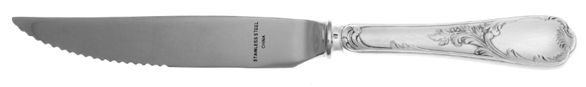 Marly (Silverplate, Satin Handle) Steak Knife Individual Hollow, Serrate HC by Christofle France-1