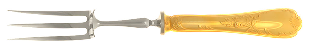 Marly (Gold Electroplate) Large Stainless-Prong Roast Carving Fork by Christofle France-1
