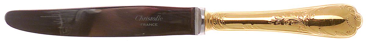 Marly (Gold Electroplate) Dessert Knife with Stainless Blade by Christofle France-1
