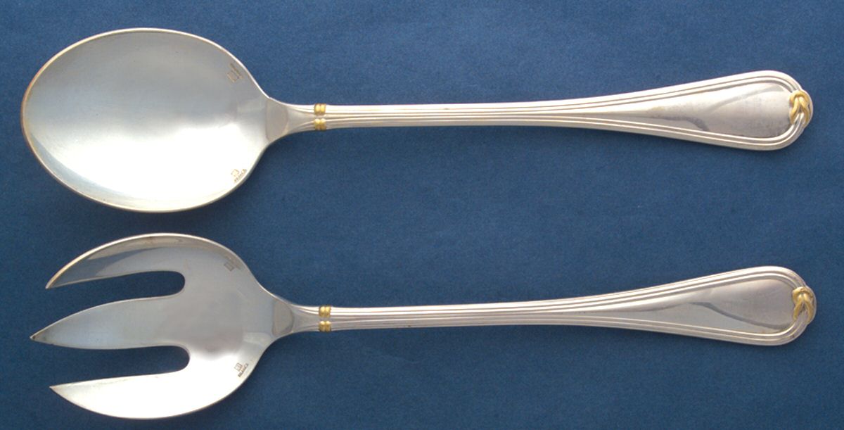 Oceana Gold (Silverplate) (2 Pc) Solid Salad Set by Christofle France-1
