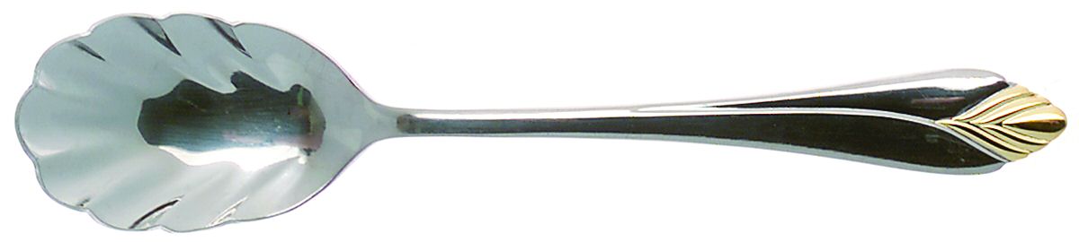 Concord-Gold Accent (Stainless, Gold Accent) Sugar Shell Spoon by Cuisinart Flatware-1