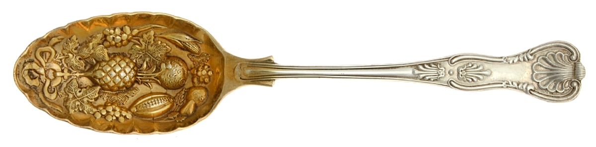 English King (Silverplate) Solid Berry/Casserole Spoon w/ Raised Bowl by Cooper Bros & Sons-1