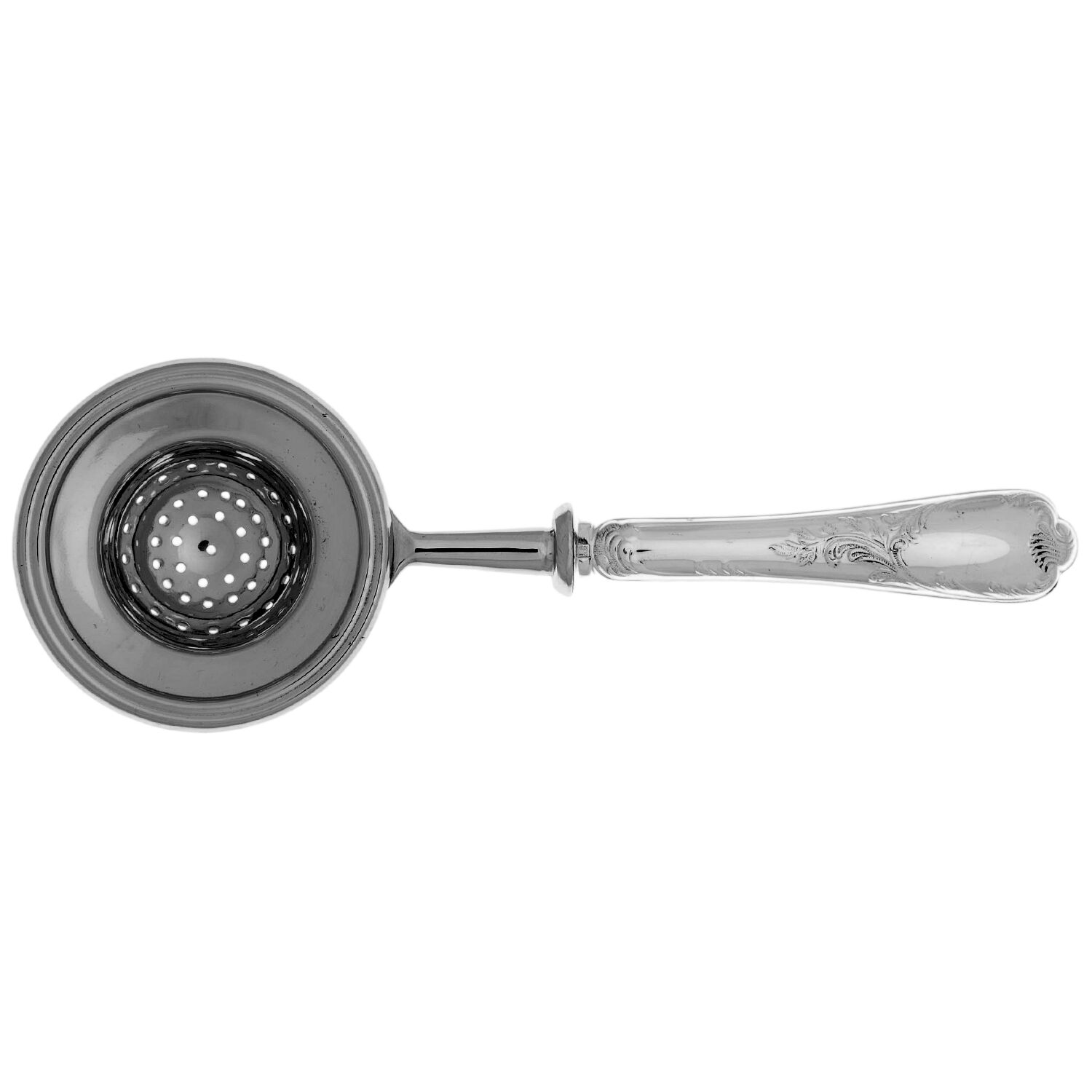 Marly (Silverplate, 1890, Glossy Handle) Tea Strainer Overcup Serving-Stainless Bowl HC by Christofle France-1