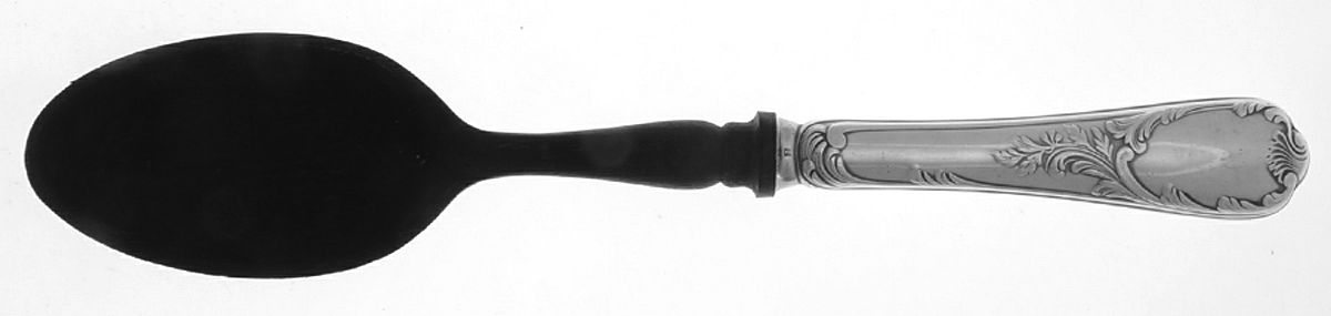 Marly (Silverplate, 1890, Glossy Handle) Medium Salad Serving Spoon with Horn Bowl by Christofle France-1